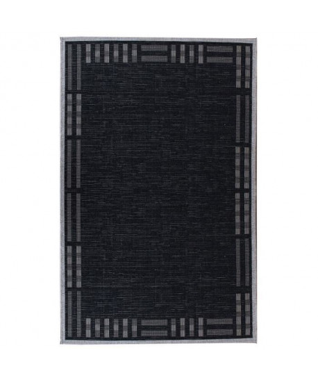 FLOORLUXE Tapis de salon tissé plat noir et gris 120x170 cm