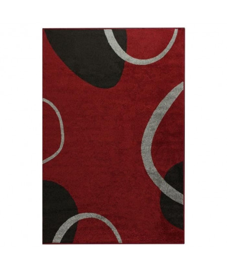 COSI Tapis de salon 80x150 cm rouge noir et gris