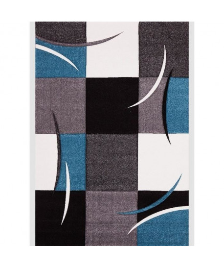 DIAMOND Tapis de salon 120x170 cm turquoise, gris, noir