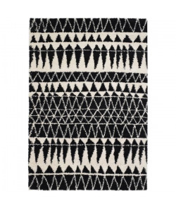 Tapis de salon Wool style ethnique 160x230 cm noir et blanc