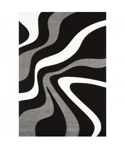 DIAMOND VAGUES Tapis de salon 120x170 cm noir, gris et blanc