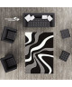 DIAMOND VAGUES Tapis de salon 120x170 cm noir, gris et blanc