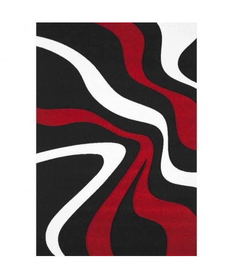 DIAMOND VAGUES Tapis de salon 120x170 cm rouge, noir et blanc