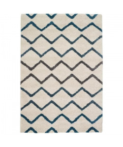 Tapis de salon Wool style scandinave 120x170 cm beige et gris