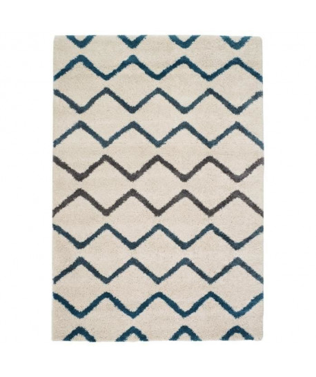 Tapis de salon Wool style scandinave 120x170 cm beige et gris