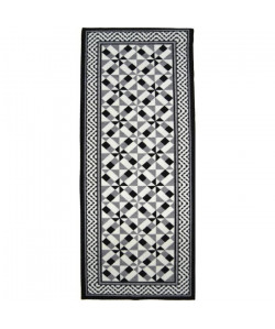 UTOPIA Tapis de salon carreaux de ciment  80x150 cm noir, gris et blanc