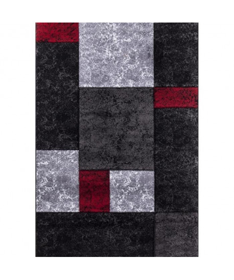 Tapis de salon Lima  rouge, gris et noir 160x230 cm