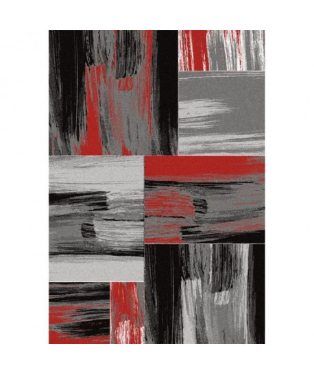 Tapis de salon Lima rouge, gris et noir 160x230 cm