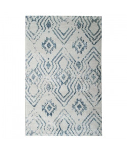 Tapis de salon Géométrique GRENADA Beige Gris et Bleu 120x170cm