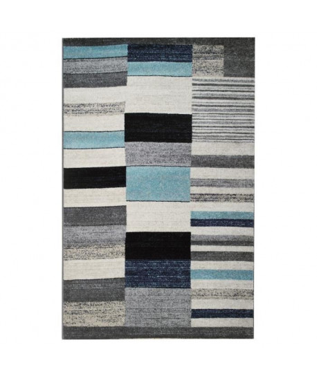 Tapis de salon Contemporain CIUDAD Gris Bleu Creme 160x230cm