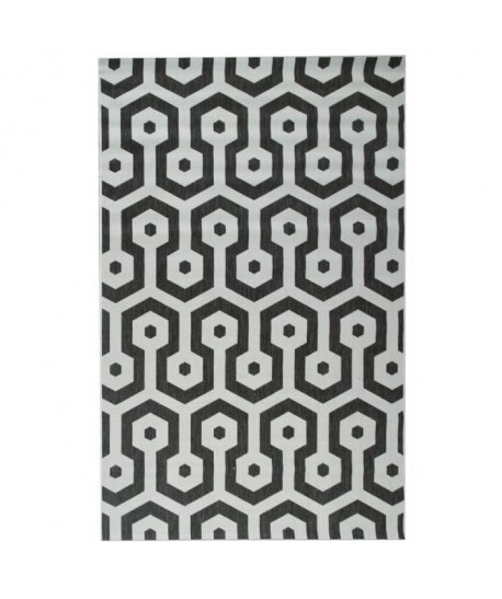 Tapis tissé plat Contemporain CANVAS Noir et Creme 120x170cm