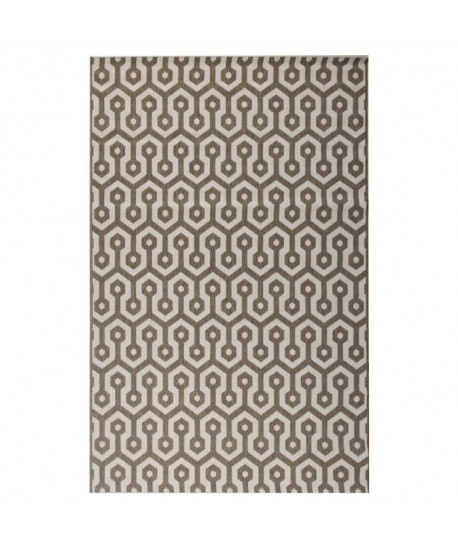 Tapis tissé plat Contemporain CANVAS Beige et Creme 120x170cm