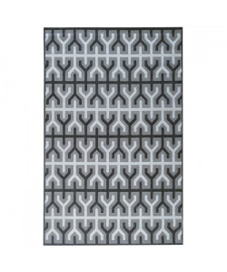 Tapis tissé plat Contemporain CANVAS Noir, Gris et Creme 120x170cm