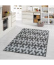 Tapis tissé plat Contemporain CANVAS Noir, Gris et Creme 120x170cm