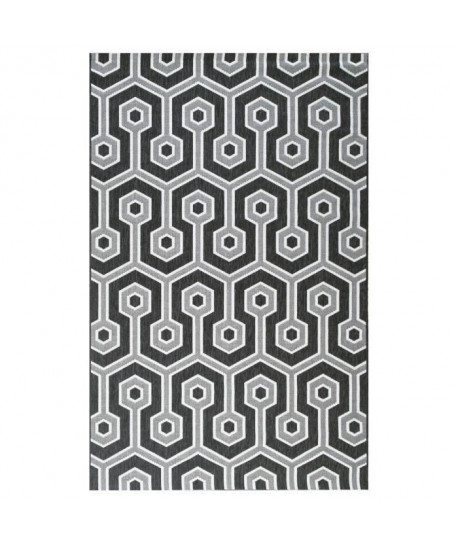 Tapis tissé plat Contemporain CANVAS Noir et Gris 160x230cm