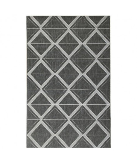 Tapis tissé plat Contemporain CANVAS Noir et Gris 120x170cm