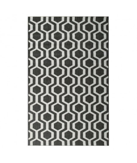 Tapis tissé plat contemporain CANVAS Noir et gris 160X230cm