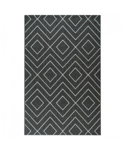 Tapis tissé plat contemporain CANVAS Noir et gris 120X170cm