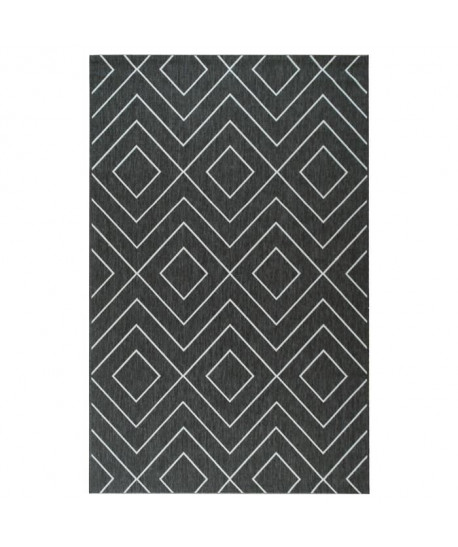 Tapis tissé plat contemporain CANVAS Noir et gris 120X170cm