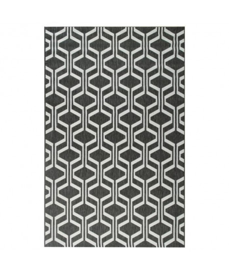 Tapis tissé plat contemporain CANVAS Noir et gris 120X170cm