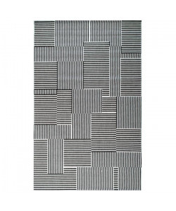 Tapis tissé plat contemporain CANVAS Noir, gris et creme 120X170cm