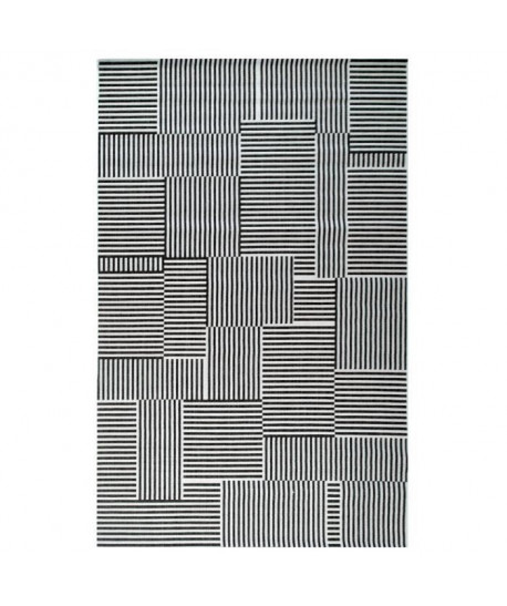 Tapis tissé plat contemporain CANVAS Noir, gris et creme 120X170cm