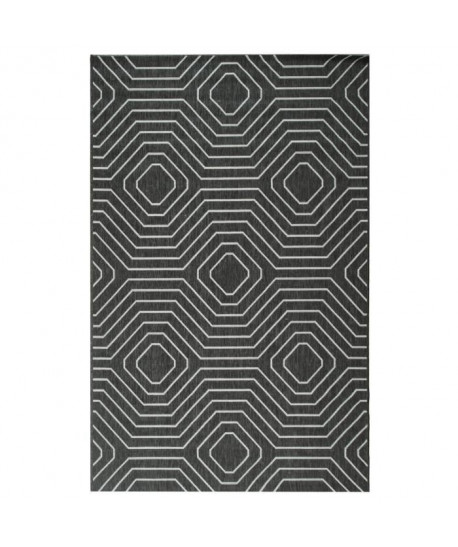 Tapis tissé plat contemporain CANVAS Noir et gris 120X170cm