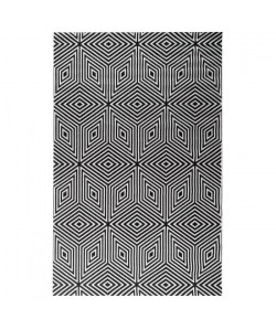 Tapis tissé plat contemporain CANVAS Noir et gris 160X230cm