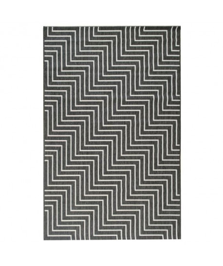 Tapis tissé plat contemporain CANVAS Noir et gris 120X170cm