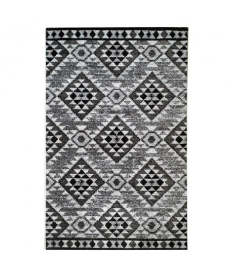 Tapis de salon ethnique TOSCANE Noir, gris et blanc 160x230cm