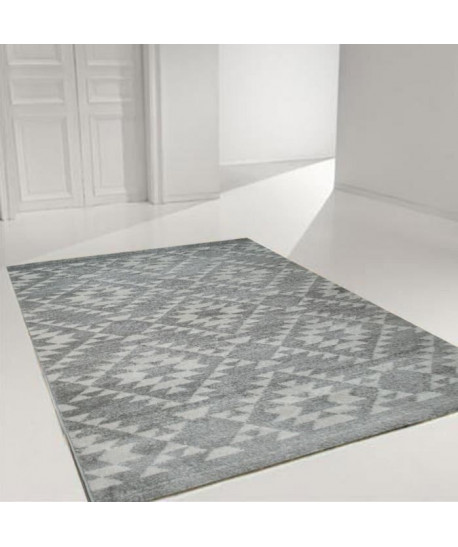 Tapis de salon ethnique TOSCANE Gris et créme 160x230cm