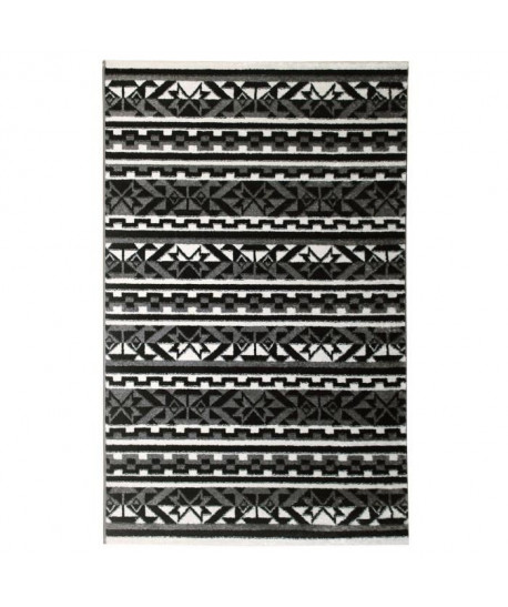 Tapis de salon ethnique TOSCANE Noir, gris et blanc 120x170cm