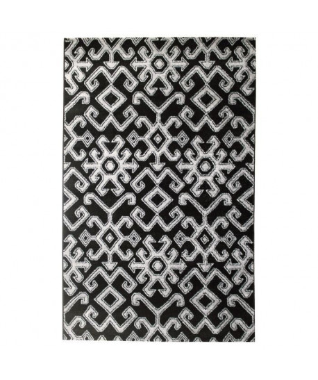 Tapis de salon ethnique TOSCANE Noir et gris 120x170cm