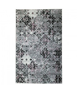 Tapis de salon contemporain TOSCANE Gris, créme et poupre 160x230cm