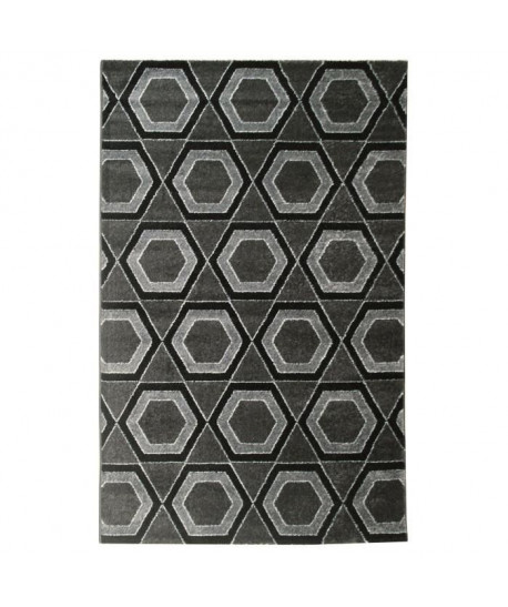 Tapis de salon contemporain TOSCANE Noir et gris 120x170cm