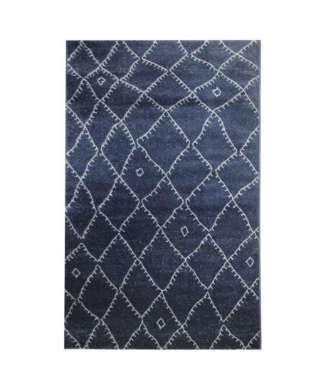 ASMA Tapis de salon style Berbere en polypropylene  160x230 cm  Bleu et Creme