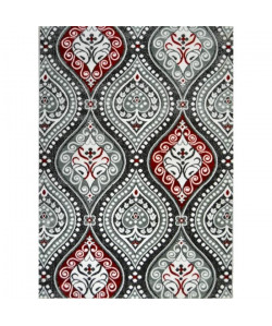 BAHIA Tapis de salon 160x230 cm noir, rouge et gris