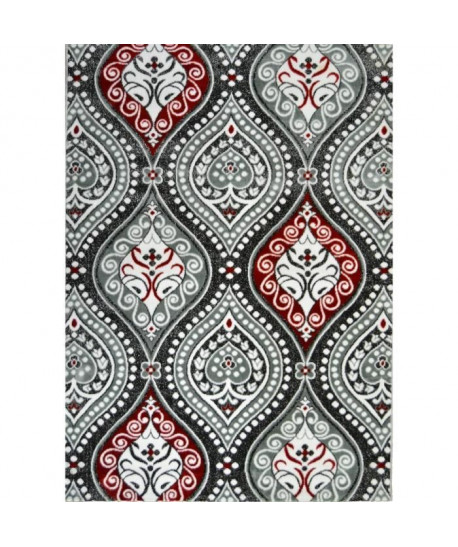 BAHIA Tapis de salon 160x230 cm noir, rouge et gris