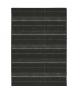 STRIPE Tapis moderne tissé plat en velours polypropylene  160x230 cm  Noir et creme