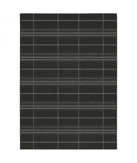 STRIPE Tapis moderne tissé plat en velours polypropylene  160x230 cm  Noir et creme