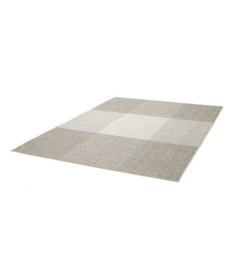 GRACE Tapis naturel tissé plat en velours polypropylene  160x230 cm  Gris et créme