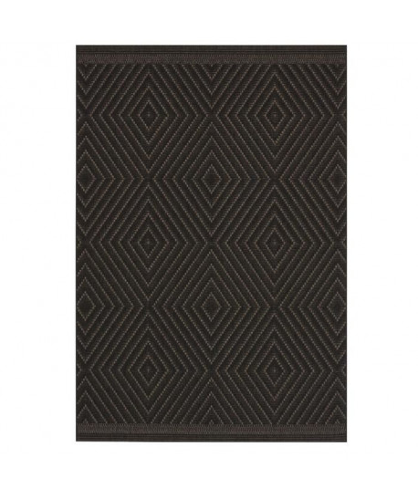 ANTIQUE Tapis naturel tissé plat en velours polypropylene  160x230 cm  Noir et argent