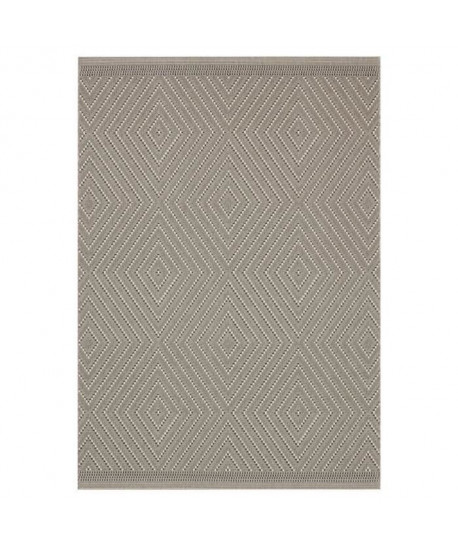 ANTIQUE Tapis naturel tissé plat en velours polypropylene  160x230 cm  Creme et gris