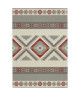 AZTEC Tapis ethnique tissé plat en velours polypropylene  140x200 cm  Gris et rouge bordeaux