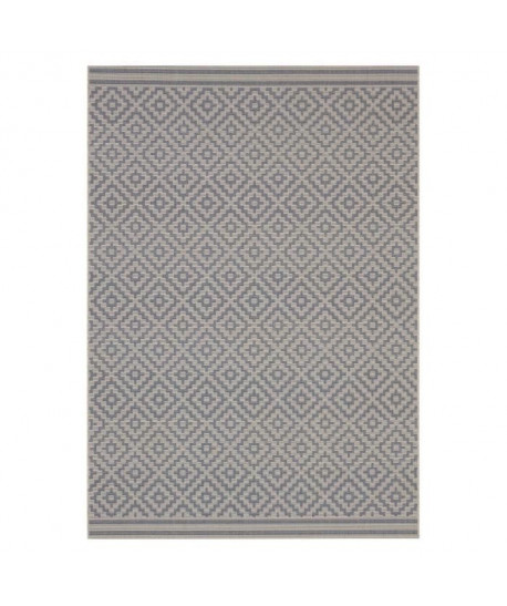 ALASKA Tapis scandinave tissé plat en velours polypropylene  160x230 cm  Beige et gris anthracite