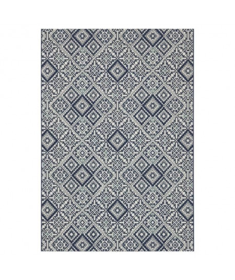 SAMIRA Tapis oriental tissé plat en velours polypropylene  160x230 cm  Bleu marine