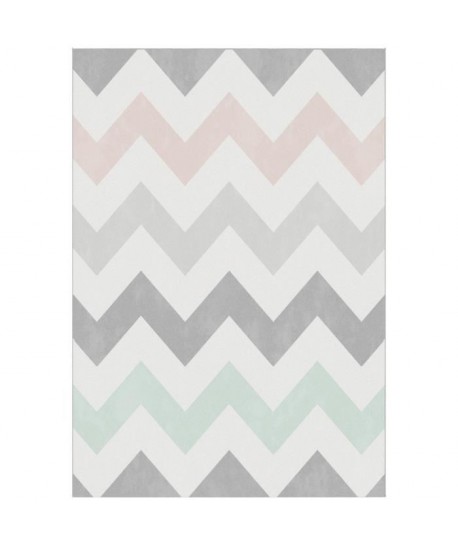 GEOMETRIC Tapis scandinave tissé en velours polypropylene  160x230 cm  Blanc et multicolore