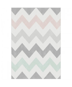 GEOMETRIC Tapis scandinave tissé en velours polypropylene  120x170 cm  Blanc et multicolore