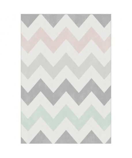 GEOMETRIC Tapis scandinave tissé en velours polypropylene  120x170 cm  Blanc et multicolore