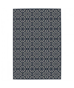 CARLTON Tapis relax 160x230cm Bleu nuit & Laine Imprimé